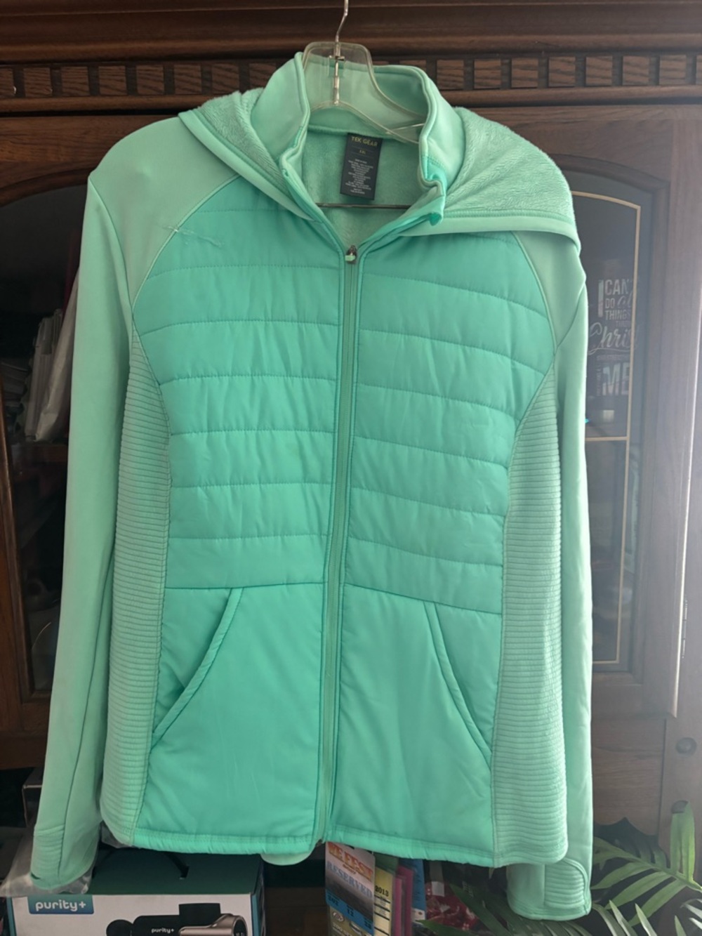 tek gear Mint Green Quilted Hooded Jacket - Women's